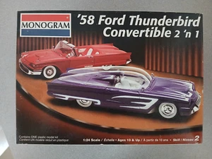 MONOGRAM 1958 Ford Thunderbird Covertible 2 n 1 Model Kit USA Sealed Bags inside - Picture 1 of 15
