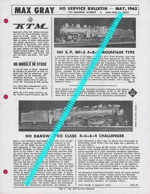 catalogo MAX GRAY Supplement Sheet May 1962 KTM HO                E   aa - Immagine 1 di 1