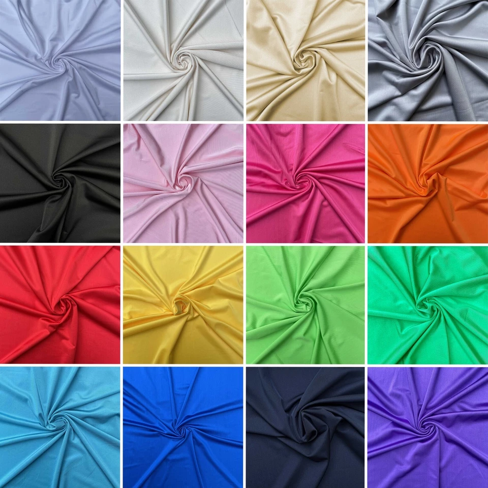 Plain Coloured 4 Way Stretch Spandex Fabric Dancewear Swimwear Dress Material - Image 1 of 1