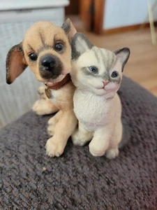 Country Artists Kitten With Puppy Figurine Stone Resin # 02223 Dog Cat - Picture 1 of 3