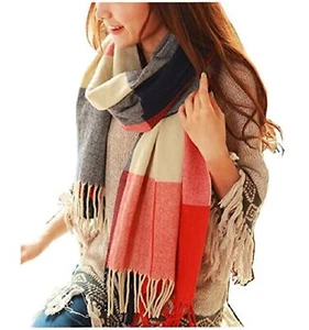 Women's Plaid Long Scarf Shawl Wrap Winter Warm Large Grid - Picture 1 of 5