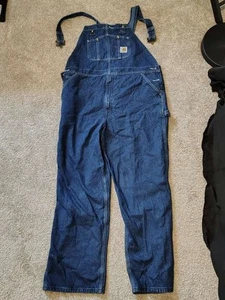 NWT VINTAGE CARHARTT R07 DST UNLINED DENIM BIB OVERALLS 40X30 - Picture 1 of 18