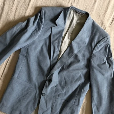 Vintage 70s Mod Powder Blue Ultra Suede Blazer Jacket 44 Logo - Image 1 of 4