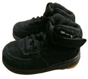 NIKE AIR FORCE 1 HI BLACK ATHLETIC SHOES KIDS YOUTH SIZE 5 MID - Picture 1 of 9