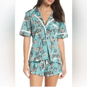Cosabella mittelblau geblümt Pyjama Set Shorts - Kurzarm - Bild 1 von 12