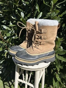 SOREL Caribou Fleece-Trimmed Nubuck And Rubber Snow Boots Size UK 4.5 - Picture 1 of 8