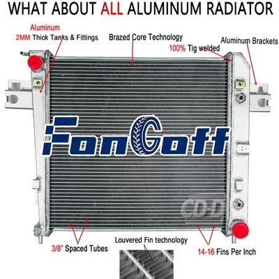Aluminum 3-Rows Core Radiator FOR 2002 2003 2004 2005 2006 Jeep Liberty 3.7L V6 Foto 1 de 4
