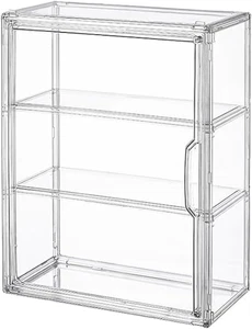 3-Tier Clear Acrylic Display Case with Magnetic Door, Wall-Mounted Dustproof Org - Picture 1 of 8