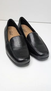 Clarks Ladies Georgia UK3 Wide EE Fit Black Leather Loafer BNWL - Picture 1 of 9