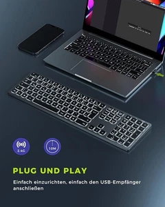 seenda Tastatur Kabellos Beleuchtet, Wiederaufladbare Kabellose Tastatur - Bild 1 von 7