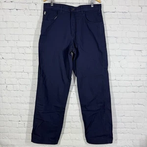 Pantalones de mezclilla Carhartt resistentes al fuego para hombre 34X32 azul marino calce suelto carpintero - Imagen 1 de 17