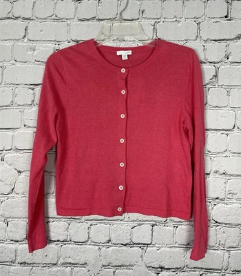 NWT J. Jill Pomegranate Pink Cardigan Sweater Crew Neck Size XSP Cotton Blend - Image 1 of 4