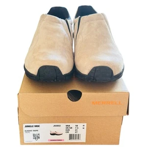 Merrell Women’s Jungle Moc Slip-On Sneakers SZ 10 Taupe Leather Comfort Traction - Picture 1 of 10