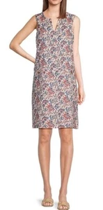 J.McLaughlin Rue Linen Floral Split V-Neck Sleeveless Shift Dress NWT $218 - Picture 1 of 5