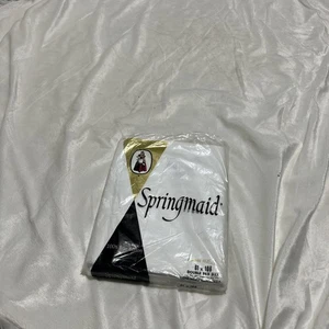 VINTAGE Springmaid Perkal Doppelbett Flaches Laken Weiß Baumwolle 81” X108” Neu - Bild 1 von 4