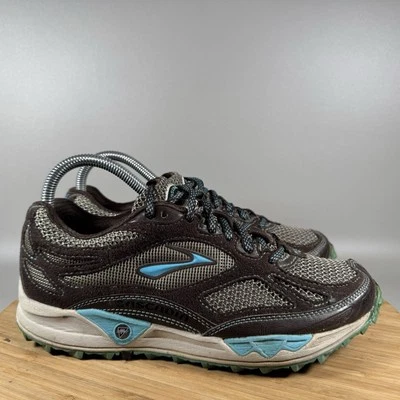 Brooks Cascadia 5 Women's 8 B Trail Running Shoe Brown Blue Lace Up Sneakers - Image 1 of 4