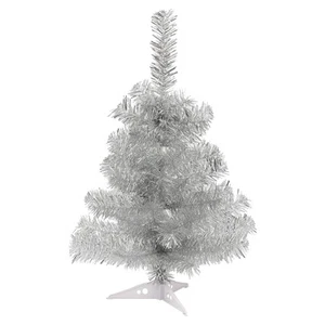 Silber Weihnachtsbaum Weihnachten künstliche traditionelle Kiefer mit Ständer 2ft 60cm - Bild 1 von 7
