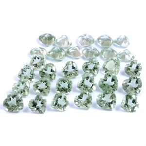 Natural Prasiolite 7mm Heart Faceted Calibrated Size Loose Gemstone 5 Pcs - Picture 1 of 8
