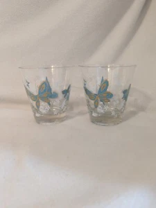 VTG MCM Butterfly Old-fashioned Glasses Set Of 2 - Picture 1 of 8
