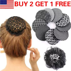 Womens Girls Black Lace Hair Bun Cover Snood Hair Net Ballet Dancer Gymnastics - Picture 1 of 12