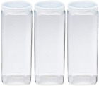 Silicook Clear Plastic Jar Set Of 3 40Oz Square Shaped Transparent Food Stor