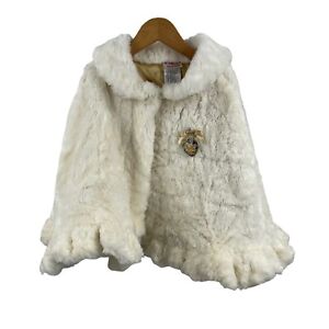 Disney Faux Fur White Cape Princess Broach Gold Lining Size Medium 7/8