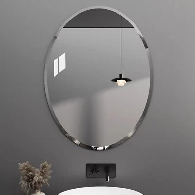 Frameless Unframed Bevel Self Adhesive Glass Bathroom Mirror w/ Sticker & Glue - Image 1 of 4