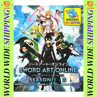 Sword Art Online Complete TV Series Season 1-3 Anime DVD (Vol. 1-96) - Image 1 of 4
