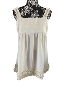 Vintage Babydoll Style Ruffle Trim Tank Top Feminine Cottagecore - Picture 1 of 11