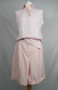 Pink Womens Golf Outfit Sleeveless Polo Shirt Pleated Shorts - GUY ROVER - Large - Picture 1 of 24