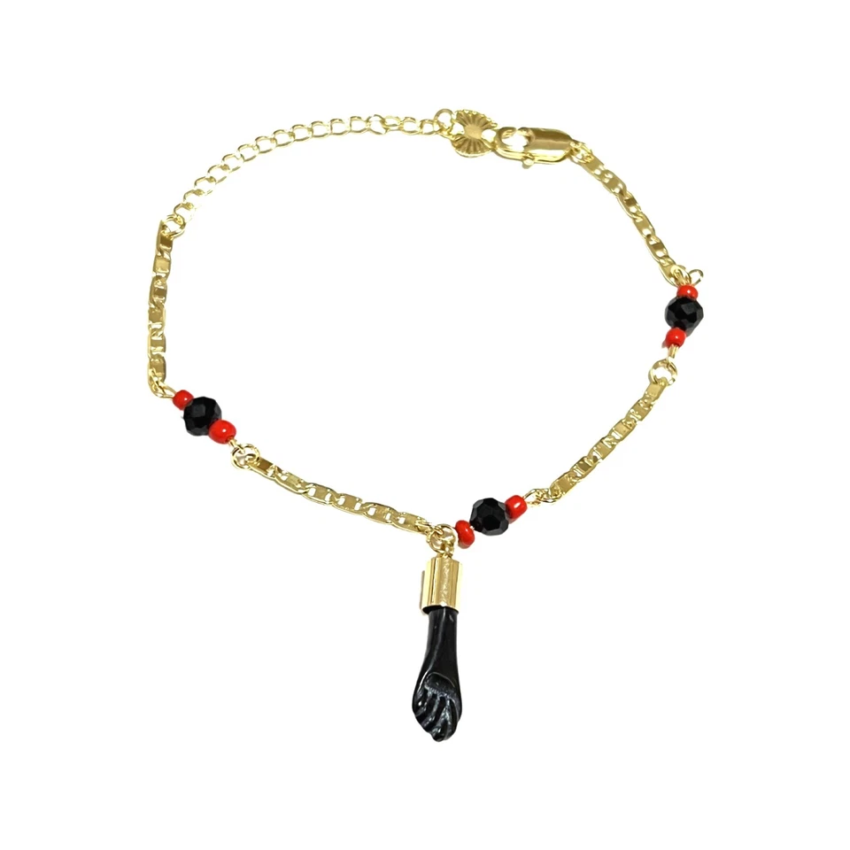 PULSERA DE AZABACHE ADULTO RELLENO DORADO 7”-9” PULSERA DE AZABACHE ADULTO, PROTECCIÓN Foto 1 de 1