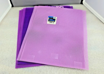 Lot of 8 Plastic Canvas Mesh Sheets Purple Lavender by Darice Size 10.5 X 13.5 - Image 1 of 4