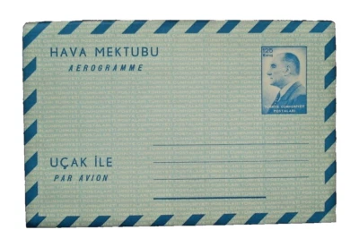 TURKEY AEROGRAMME AIR LETTER SHEET 1.25 Kr unused  1963 - Image 1 of 2