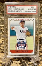 COREY SEAGER 2015 PANINI STARS & STRIPES LEAF GEM-MINT 10 ROOKIE CARD #25! COA!