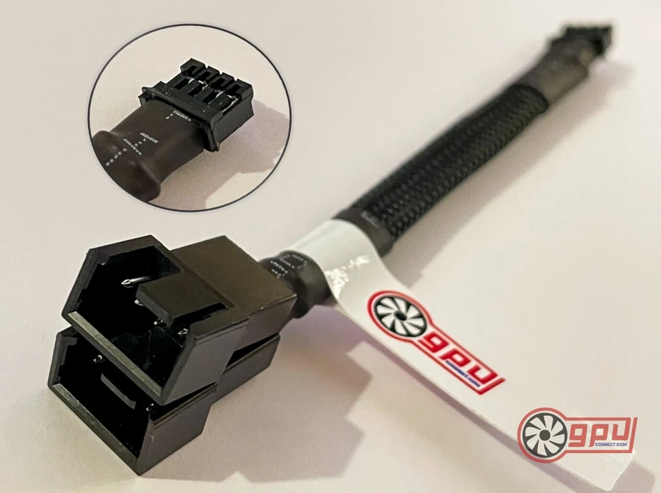 GPU Fan Splitter - mini 4-Pin to 2x PWM Adapter Cable GPU - Braided Black PH2.0 - Image 1 of 4