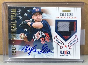 2012 PANINI USA #8 KYLE DEAN BYU AUTO 3 COLOR JERSEY 18/35