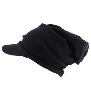 Deep Crown Wrinkled Knit Slouch Rasta Beanie Visor - FREE SHIPPING - Picture 1 of 12