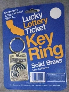 Vintage 80s California Lottery Ticket Brass Brassworks Keychain Made in USA - Picture 1 of 4