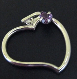 Cuore con cuore ametista naturale, ciondolo in argento 925 - Foto 1 di 5