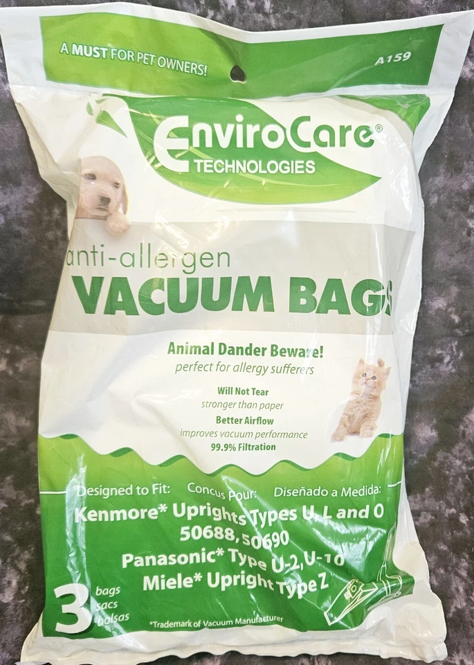 Kenmore Cloth Upright Anti-allergen Vacuum Bags EnviroCare Fits Types U L O/ 506 - Image 1 of 4