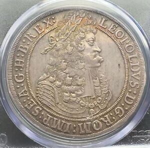 1696 Austria Hall Thaler Silver PCGS MS62 - Hogmouth Leopold - Incredible Color!