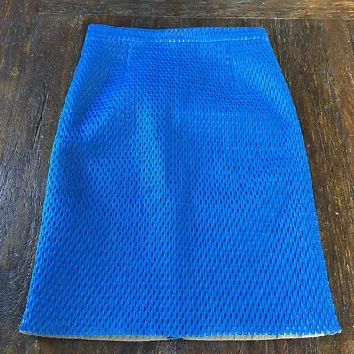 TIBI New York Neoprene Bright Blue Pencil Skirt Net / Mesh Style 6 - Image 1 of 4