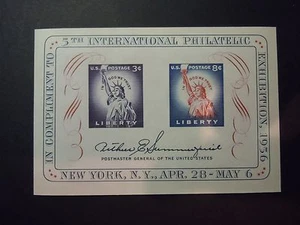 1956 #1075 5th International Philatelic Exhibition Souvenir Sheet  MNH OG - Picture 1 of 1