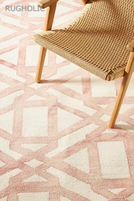 Luxurious Hand Tufted Woolen Area Rug ANTHRO MARENGO PINK Carpet for Living Room - Image 1 of 4