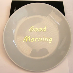 A Gold Enhanced Etched 'GOOD MORNING' Grey Side Plate (180mm) - Picture 1 of 1
