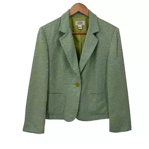 Giacca blazer donna Talbots primavera 12 tasche foderate in maglia di cotone verde - Foto 1 di 12