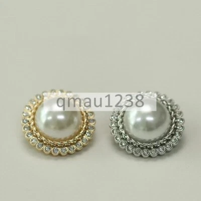METAL PEARL RHINESTONE SHANK BUTTONS 15MM-25MM CLOTHING COAT SEWING CRAFT DIY - Image 1 of 4