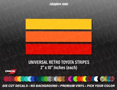 Heritage Toyota Retro Stripes Decals Stickers for Tacoma Tundra 4Runner FJ 4x4 - Image 1 of 4