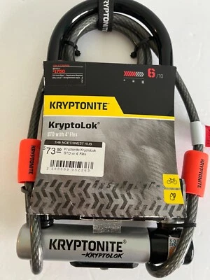 Kryptonite Bike Lock KryptoLok Series U-Lock 4' Flex Cable Rated 6/10 Security - Image 1 of 4