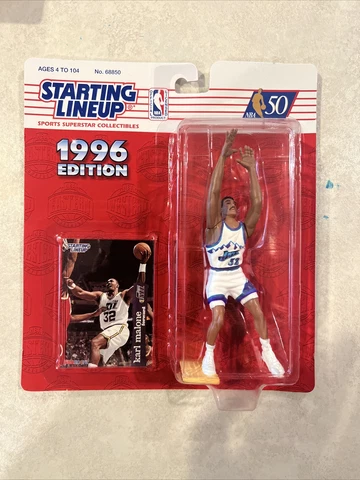 Vtg 1996 NIP Starting LineUp Figure & Card NBA Karl Malone Utah Jazz Cover